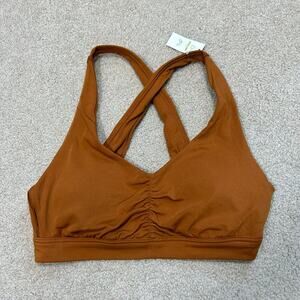 NWT OFFLINE by Aerie Real Me Ruched Sports Bra Women's Caramel Yoga Size M
